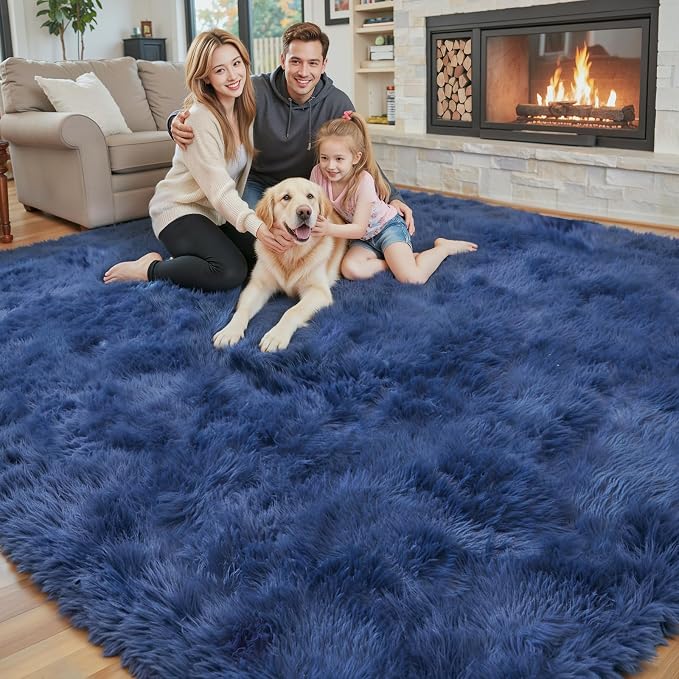 Area Rugs 9x12 Living Room, Shaggy Carpet Soft Plush Furry Bedside Rug Large - Image 3