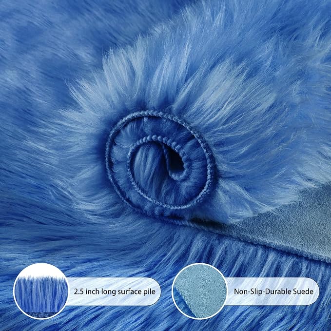Ciicool Ultra Soft Faux Sheepskin Fur Rug Fluffy Chair Rug - Image 6