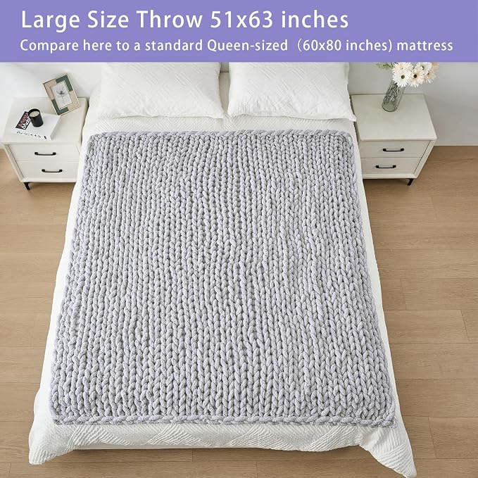 Bigacogo Chunky Knit Throw Blanket - Image 5