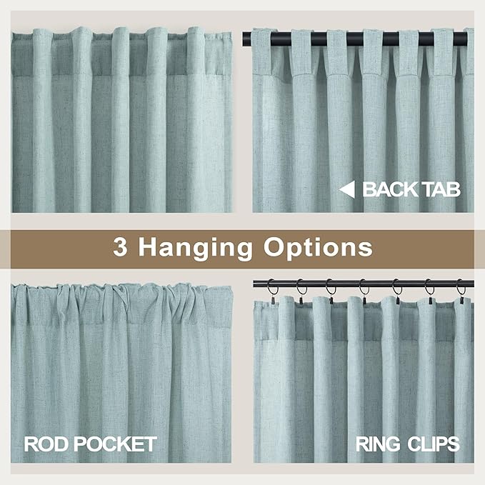 Teal Curtains 54 Inch Length for Master Bedroom 2 Panels Back Tab Pocket Blue - Image 5
