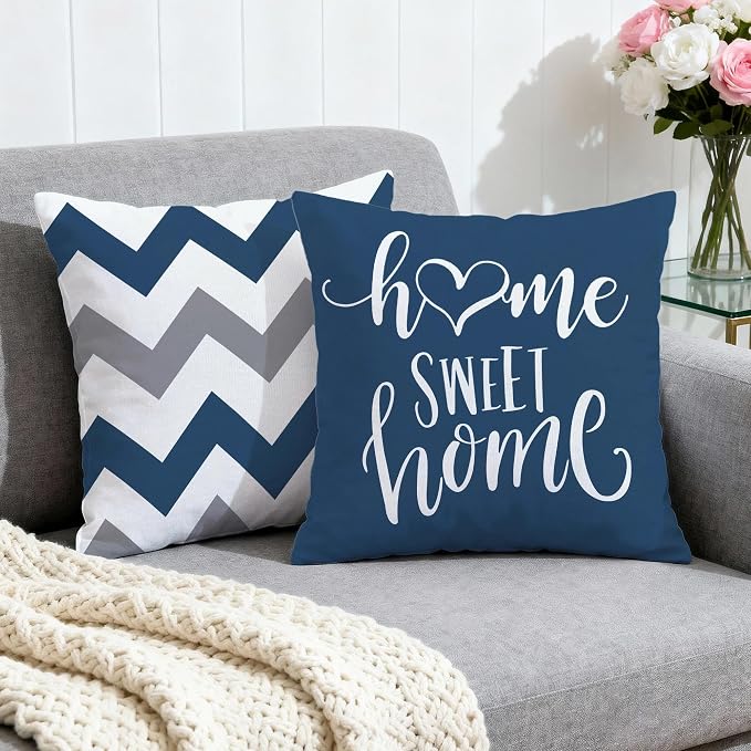 Hexagram Geometric Blue Pillow Covers 18x18 Set of 4, Decorative Outdoor Boho - Image 2