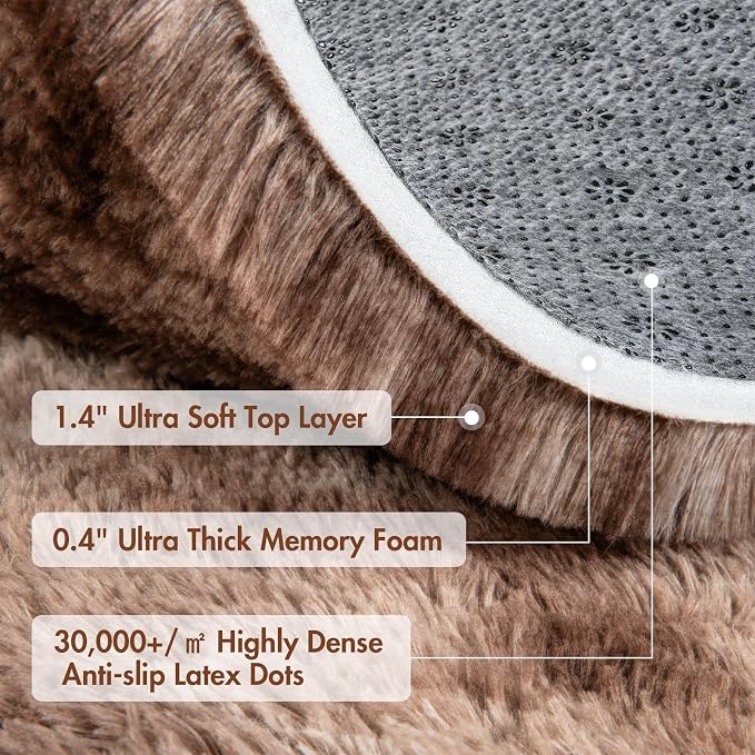 6x9 Ft Large Shag Brown Area Rug - Image 8