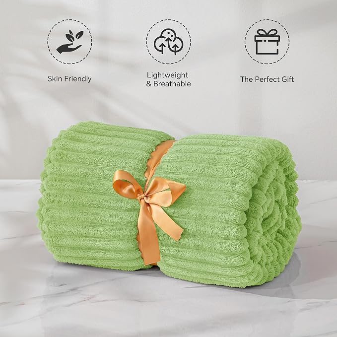 BEDELITE Fleece Blanket Twin Size – 3D Ribbed Jacquard Soft and Warm Decorative - Image 4