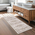 Hazo Haus Boho Bathroom Rug 2x5 Runner, Neutral Farmhouse Kitchen Rugs by HazoHaus