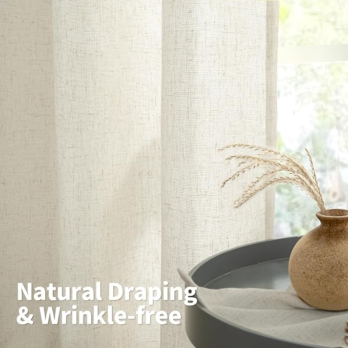 YoungsTex Natural Linen Curtains 72 Inch Length 2 Panels - Image 7