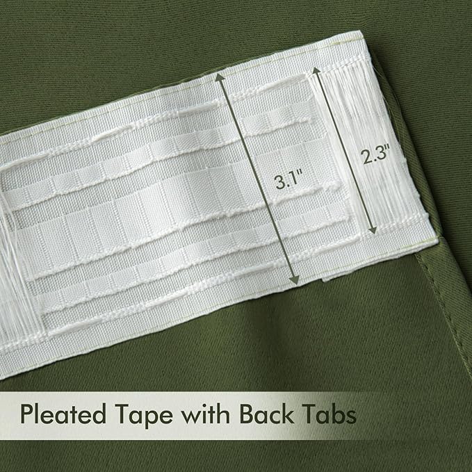 MIULEE Olive Green Back Tab Blackout Curtains 108 Inch Long 2 Panels Set - Image 4