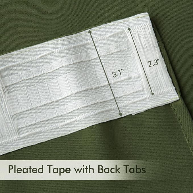 MIULEE Olive Green Back Tab Blackout Curtains 120 Inch Long 2 Panels Set - Image 4
