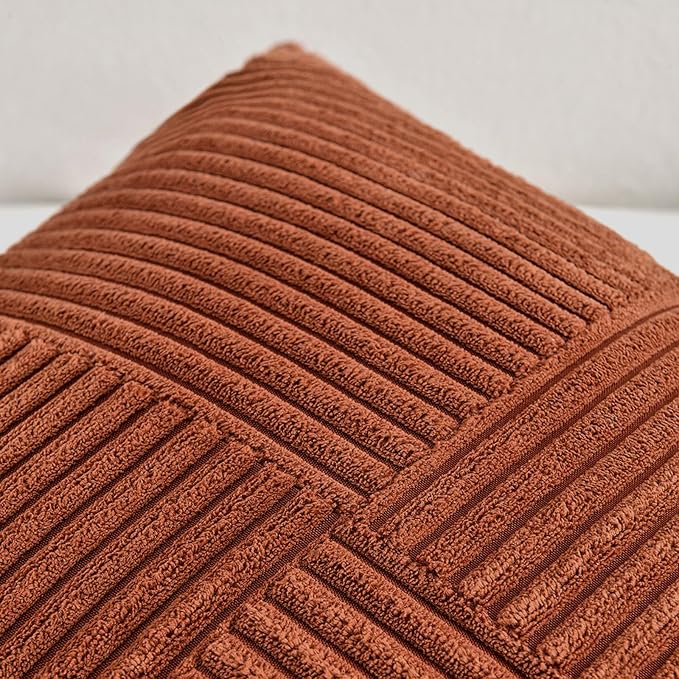 Fancy Homi 2 Packs Rust Decorative Throw Pillow Covers 16x16 Inch - Image 4
