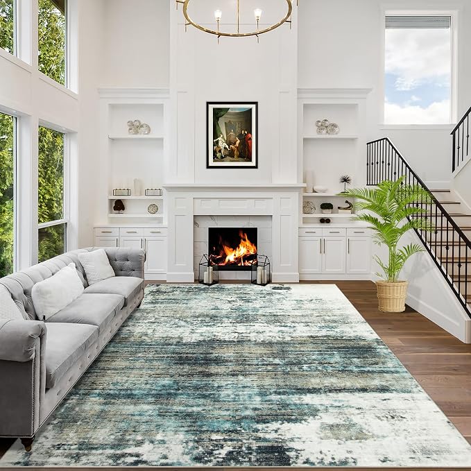 6x9 Area Rugs Washable Rug: Large Modern Abstract Living Room Rug Soft by GENTDRIZZ