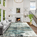 6x9 Area Rugs for Living Room: Washable Abstract Teal Green Badroom Carpet | by GENTDRIZZ