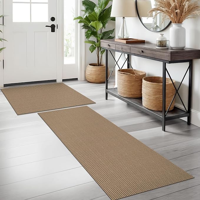 KOZYFLY Area Rug Runner Sets of 2 Pcs 2x3 and 2x5 Washable Kitchen Rugs Non by KOZYFLY
