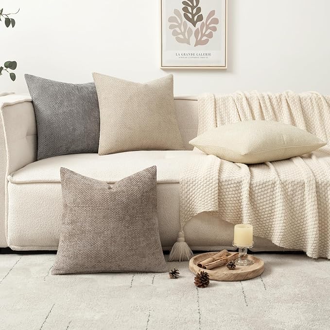 MIULEE Pack of 4 Couch Throw Pillow Covers 20x20 Inch Neutral Beige/Brown Soft - Image 5