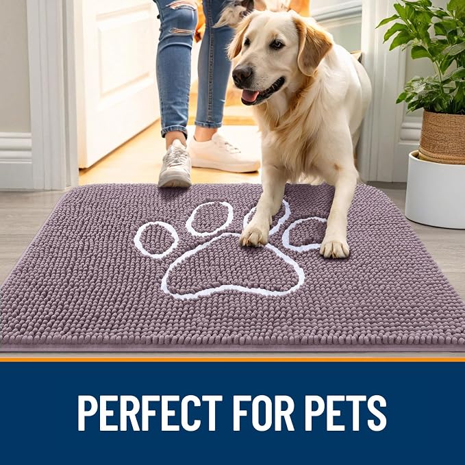 OLANLY Dog Door Mat for Muddy Paws 48x30, Paw Print Design, Absorbs Moisture - Image 6