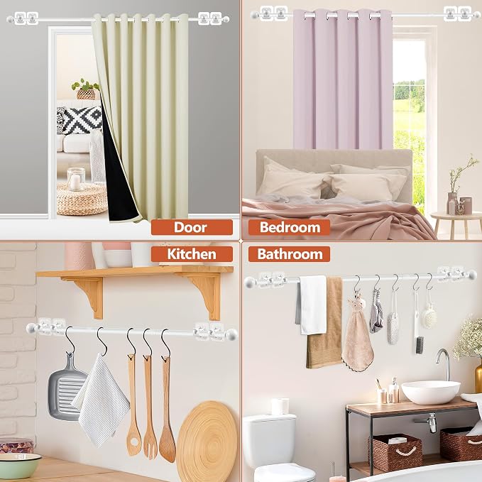 Curtain Rods No Drilling for Windows, 5/8 Inch Diameter Drapey Pole - Image 3