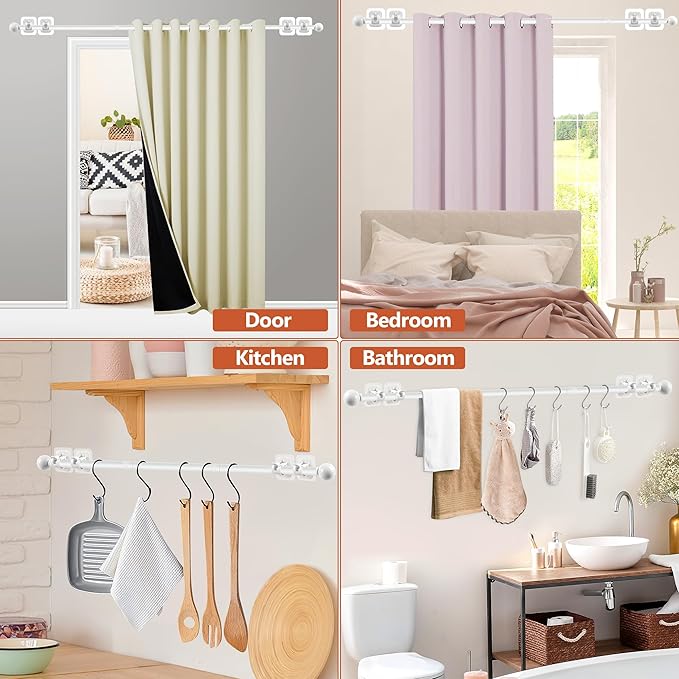 Curtain Rods No Drilling for Windows Set 30 to 45 Inch, 5/8 Inch Diameter - Image 3