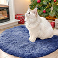 OLANLY Denim Blue Round Rugs for Bedroom by OLANLY