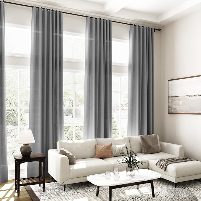 Dark Grey Linen Curtains 100 Inches Long - Image 7