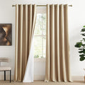 NICETOWN 100% Blackout Camel Linen Curtains 102 inches Length by NICETOWN