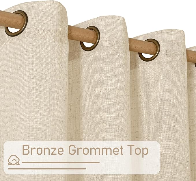 LAMIT Light Filtering Sheer Linen Curtains 102 inches Long, Linen Textured Semi - Image 3