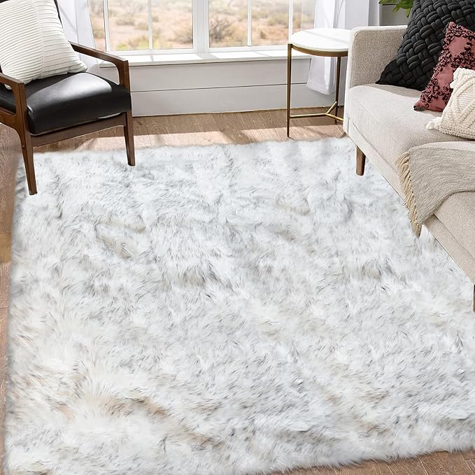 Goolela Sheepskin Area Rug 6x9 Fluffy Fuzzy Furry Faux Fur Rug by Goolela