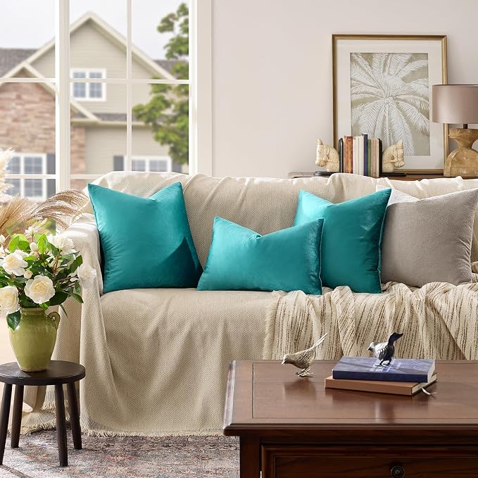 GIGIZAZA Decorative Throw Pillow Covers 16x16, Velvet Sofa Boho Cushion Pillows - Image 2