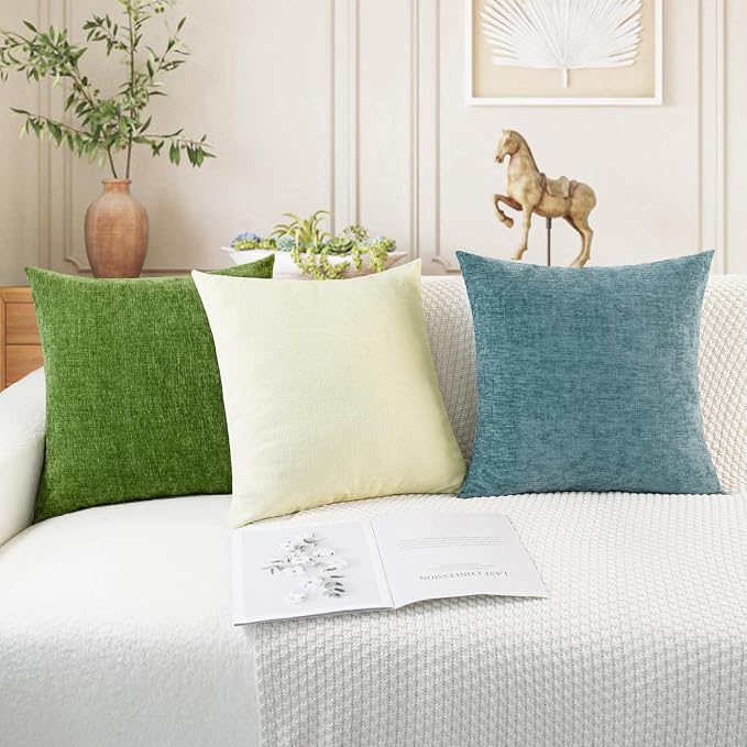 CaliTime Throw Pillow Covers Decorative 26 X 26 Inches Pack of 2 Cozy Chenille - Image 5