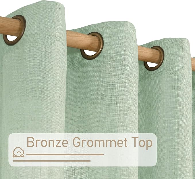 LAMIT Linen Curtains 48 Inch Length 2 Panels, Light Filtering Panels Bronze - Image 4