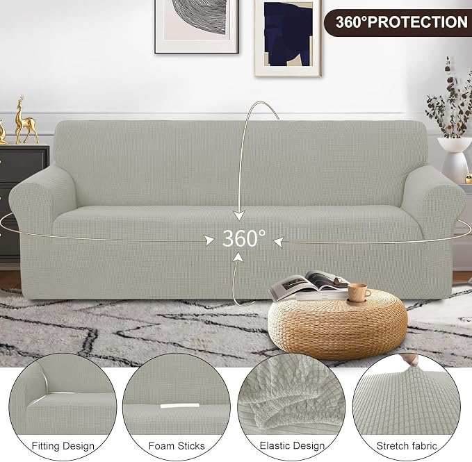 U-NICE HOME Oversized Stretch Sofa Slipcover, Soft Jacquard Fabric Couch Cover - Image 3