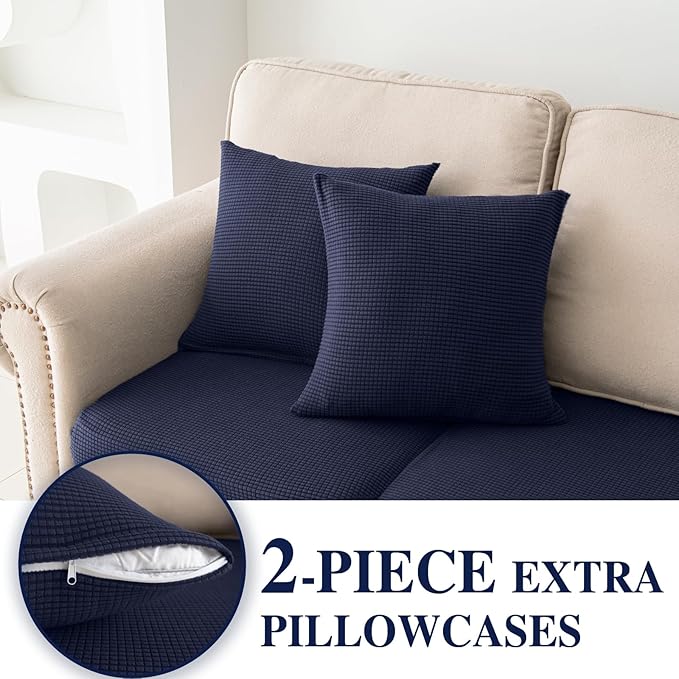 Couch Cushion Covers for Sectional Sofa L Shape Washable Separate Seat Chaise - Image 3