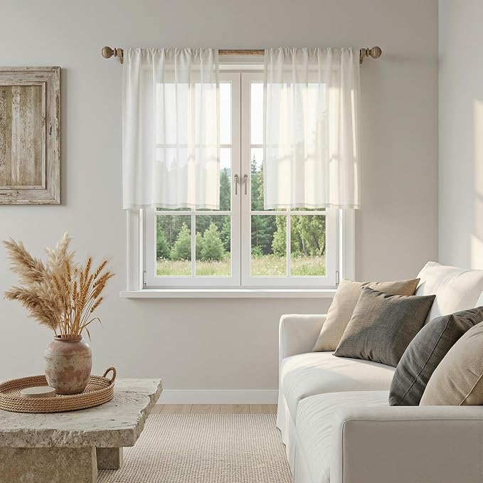 MYSKY HOME Natural Curtains 30 Inch Long - Image 4