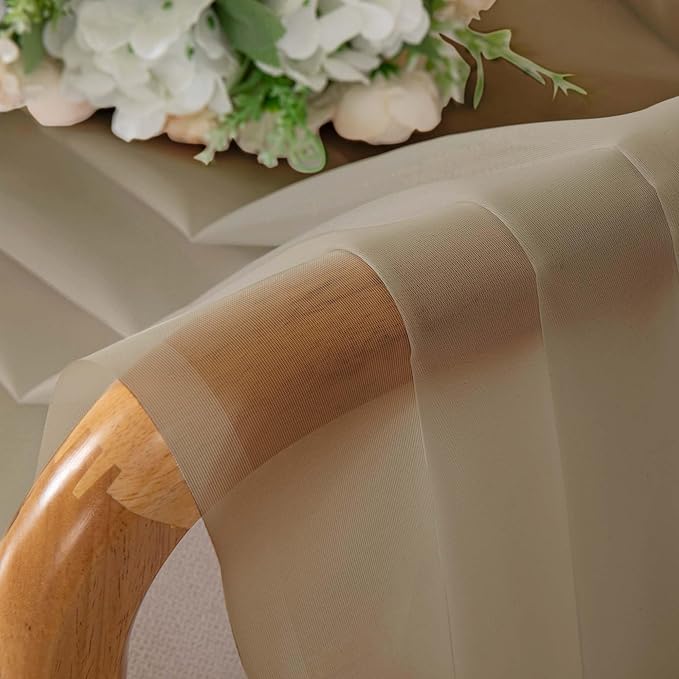 Chyhomenyc Taupe Sheer Curtains 120 Inches Long - Image 3