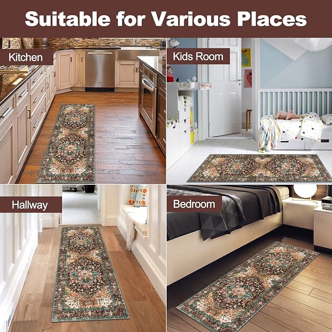 Yamaziot Washable Runner Rug, 2x5 Non-Slip Boho Vintage Hallway Rug Runner - Image 6
