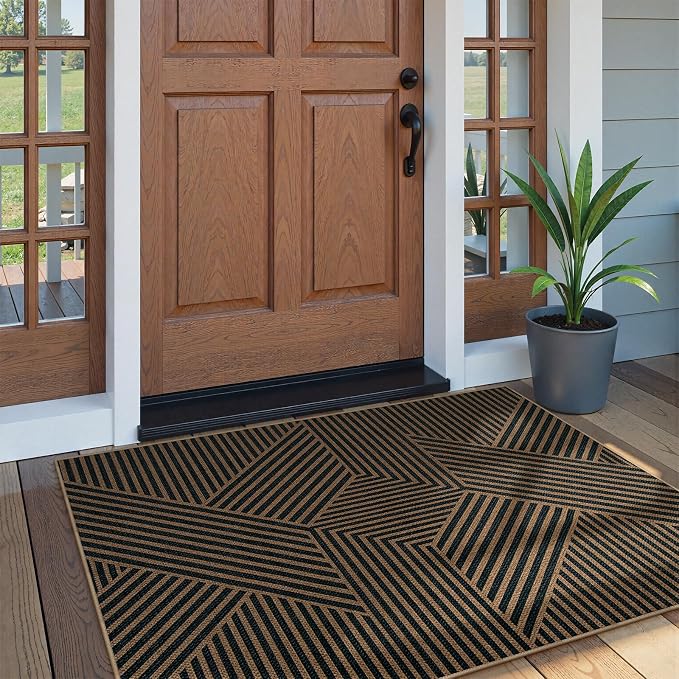Lahome Enfys Modern Geometric Outdoor Easy Jute Rug, 3x5 Indoor Outdoor Rugs - Image 5