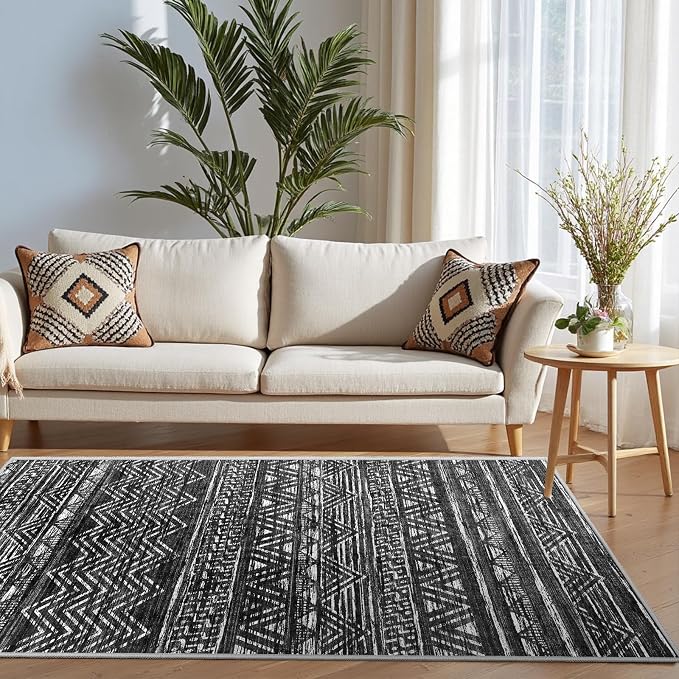 3x5 Washable Entryway Area Rug: Modern Moroccan Small Runner Rug Indoor Soft - Image 2