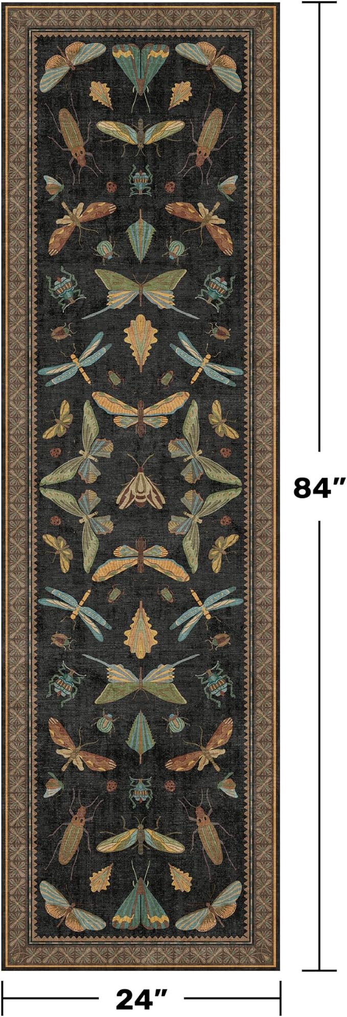 2x7 Black Non Slip Entryway Runner Rug, Boho Washable Runner - Image 2