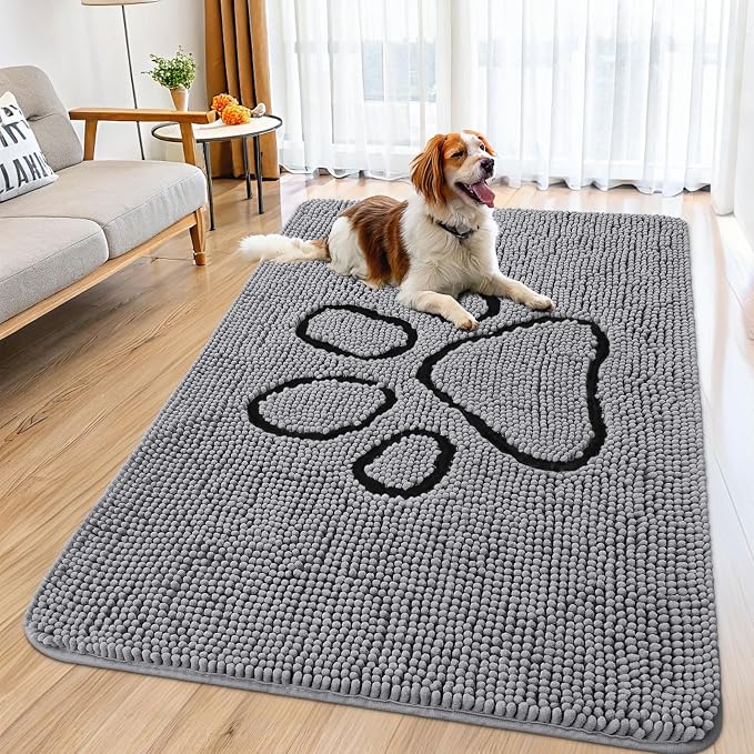 Smiry Dog Door Mat for Muddy Paws, Absorbent Dirt Trapper Non Slip Quick Dry by Smiry