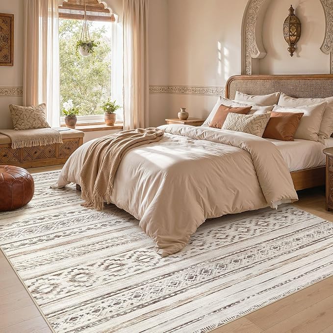 cotiled Boho 10x12 Area Rug for Living Room: Large Moroccan Washable Rug | - Image 6