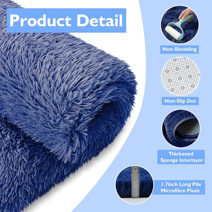 Shag Area Rug for Bedroom 4x6, Soft Fuzzy Rug Non-Shedding Indoor Plush Carpet - Image 3