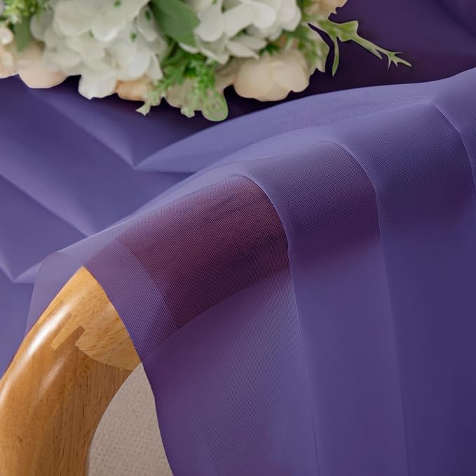 OWENIE Purple Sheer Curtains, Sheer Curtains 84 inch Length 2 Panels Set - Image 3