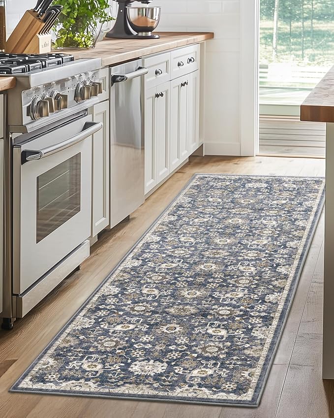 AMADA HOMEFURNISHING 2x5 Washable Runner Rug, Low-Profile Kitchen Rugs - Image 2