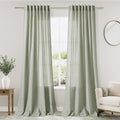 Nanspring Sage Green Curtains 92 Inch Length 2 Panels Back Tab Pocket Light by Nanspring