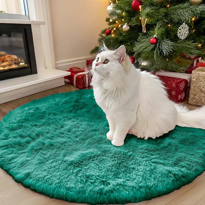 OLANLY Teal Green Round Rugs for Bedroom by OLANLY