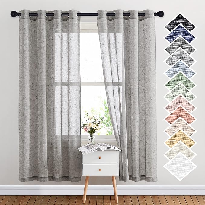 NICETOWN Sheer Curtains Open Linen Blend by NICETOWN