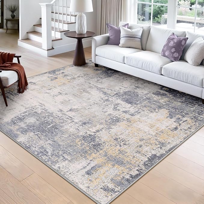 Washable Area Rugs Square 8ft Non-Slip Modern Abstract Soft by RELEANY