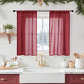 BGment Linen Burgundy Curtains 40 Inch Length by BGment
