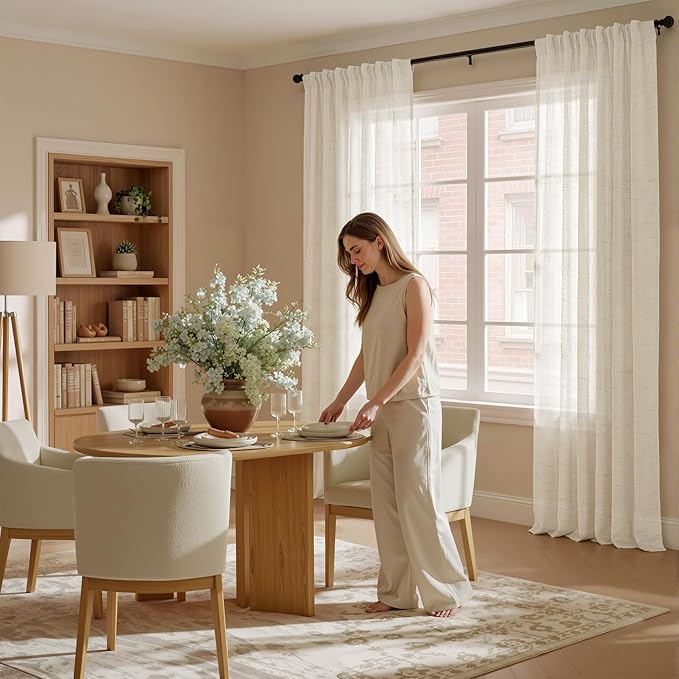 NICETOWN Semi Sheer Linen Curtains - Image 5