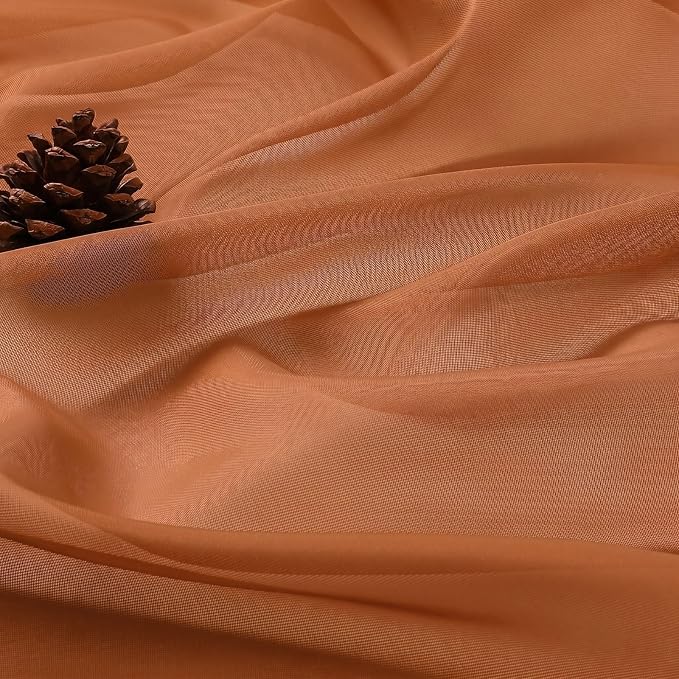 Sheer Orange Curtains 108 Inches Long 2 Panels Set, 59 Inch Extra Wide - Image 5