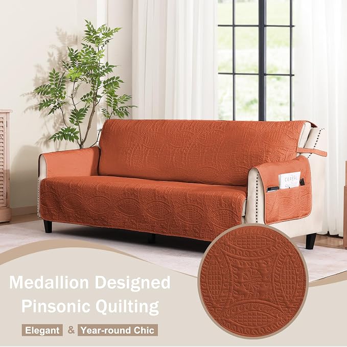 Orange Loveseat Covers for 2 Cushion Couch, Water-Repellent Sofa Slipcover for - Image 8
