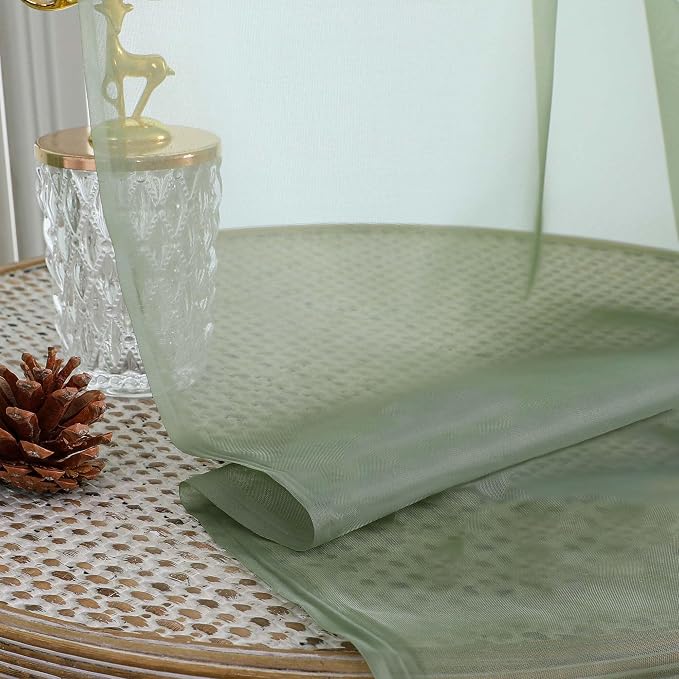 Gwine Sage Green Sheer Curtains 84 Inches Long 2 Panels Set, Light Filtering - Image 8
