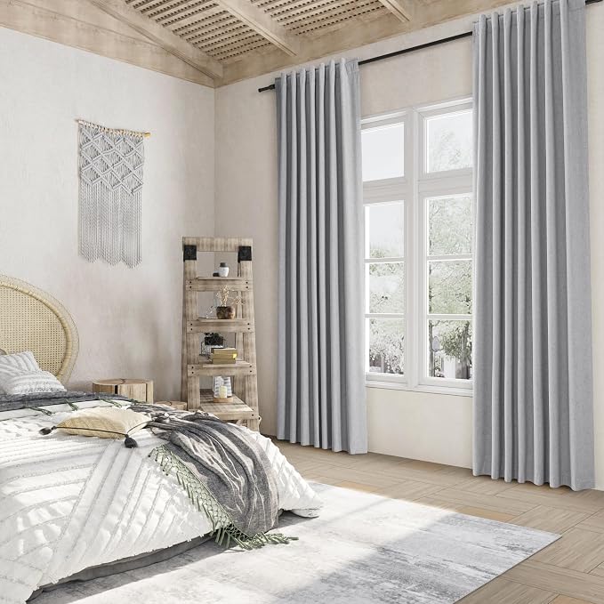 Guken Grey 100% Blackout Curtains 108 Inch Length 2 Panels Set - Image 8